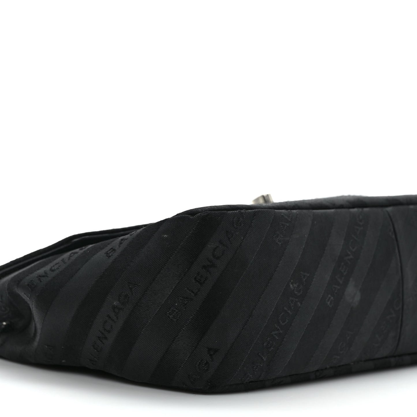 Nylon Jacquard Diagonal Logo Medium Scarf Lock Chain Shoulder Bag Black Red