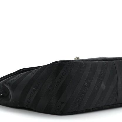 Balenciaga Nylon Jacquard Diagonal Logo Medium Scarf Lock Chain Shoulder Bag Black Red 8 of 14