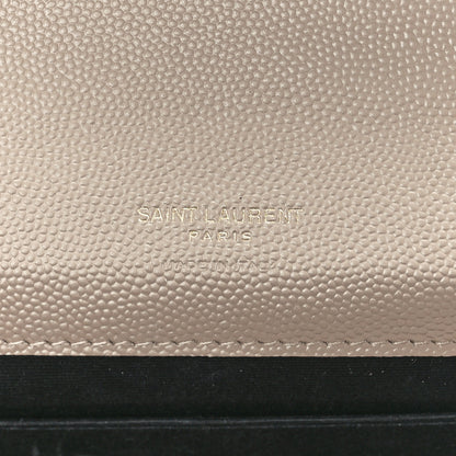 Saint Laurent Grain De Poudre Matelasse Chevron Monogram Envelope Clutch Dark Beige 6 of 11