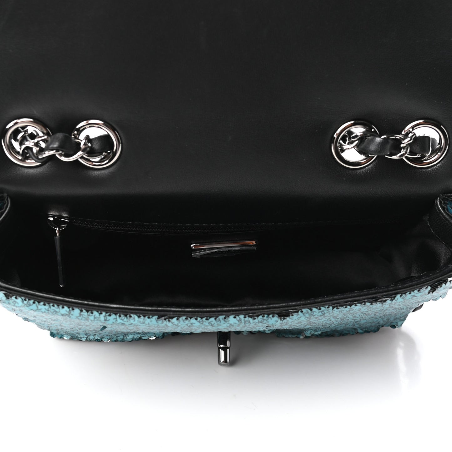 Sequin Lambskin Mini Flap Blue Black