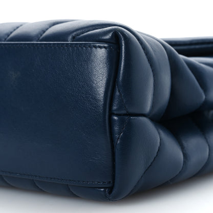 Saint Laurent Calfskin Y Quilted Monogram Small Loulou Chain Satchel Navy 12 of 18