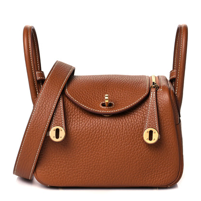 Hermes Taurillon Clemence Mini Lindy 20 Gold 1 of 10