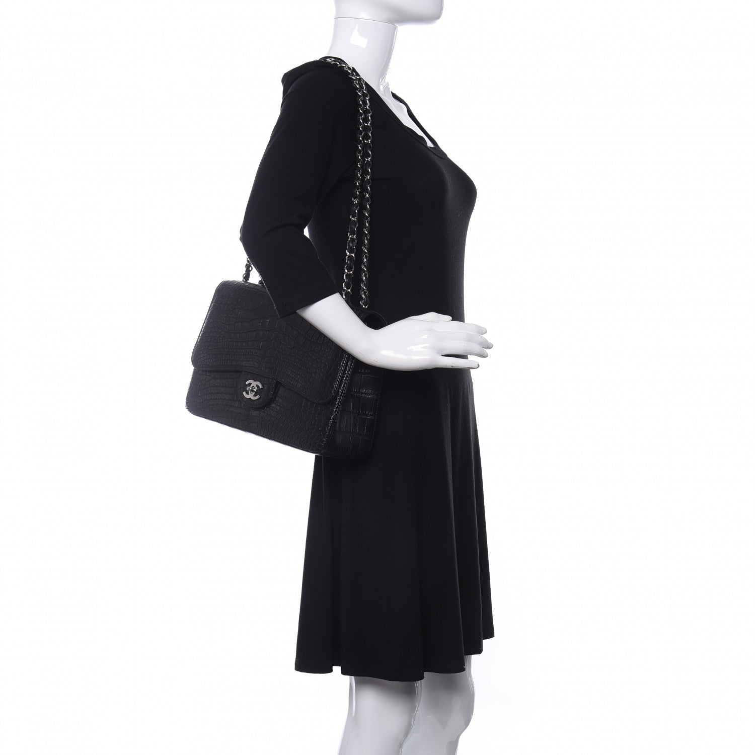 Chanel Alligator Jumbo Single Flap Black 2 of 10