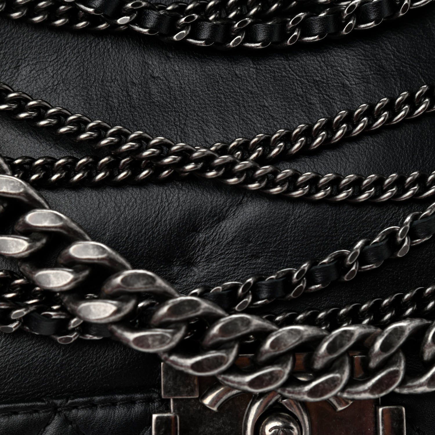 Chanel Calfskin Enchained New Medium Boy Flap Black 10 of 11