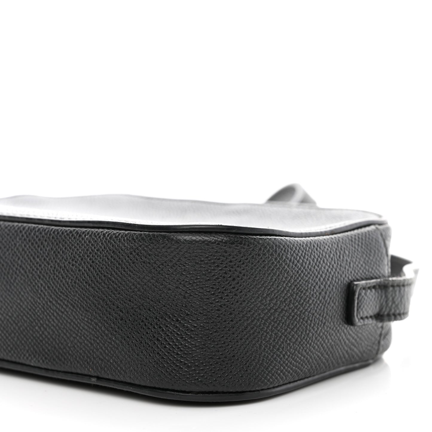Signature Grained Calfskin Logo XS Ville Camera Bag Black White