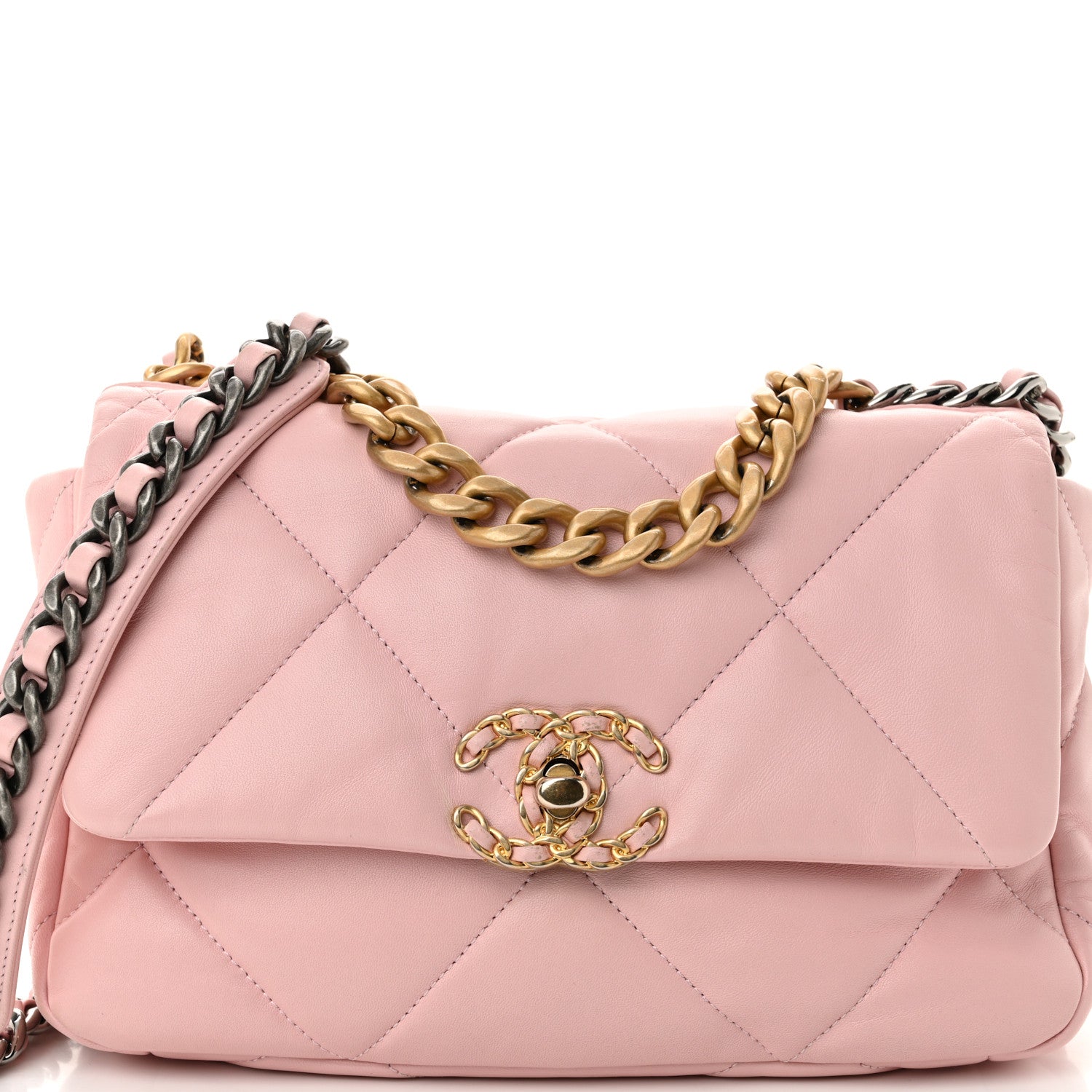 Chanel Lambskin Quilted Medium Chanel 19 Flap Light Pink 8 of 10