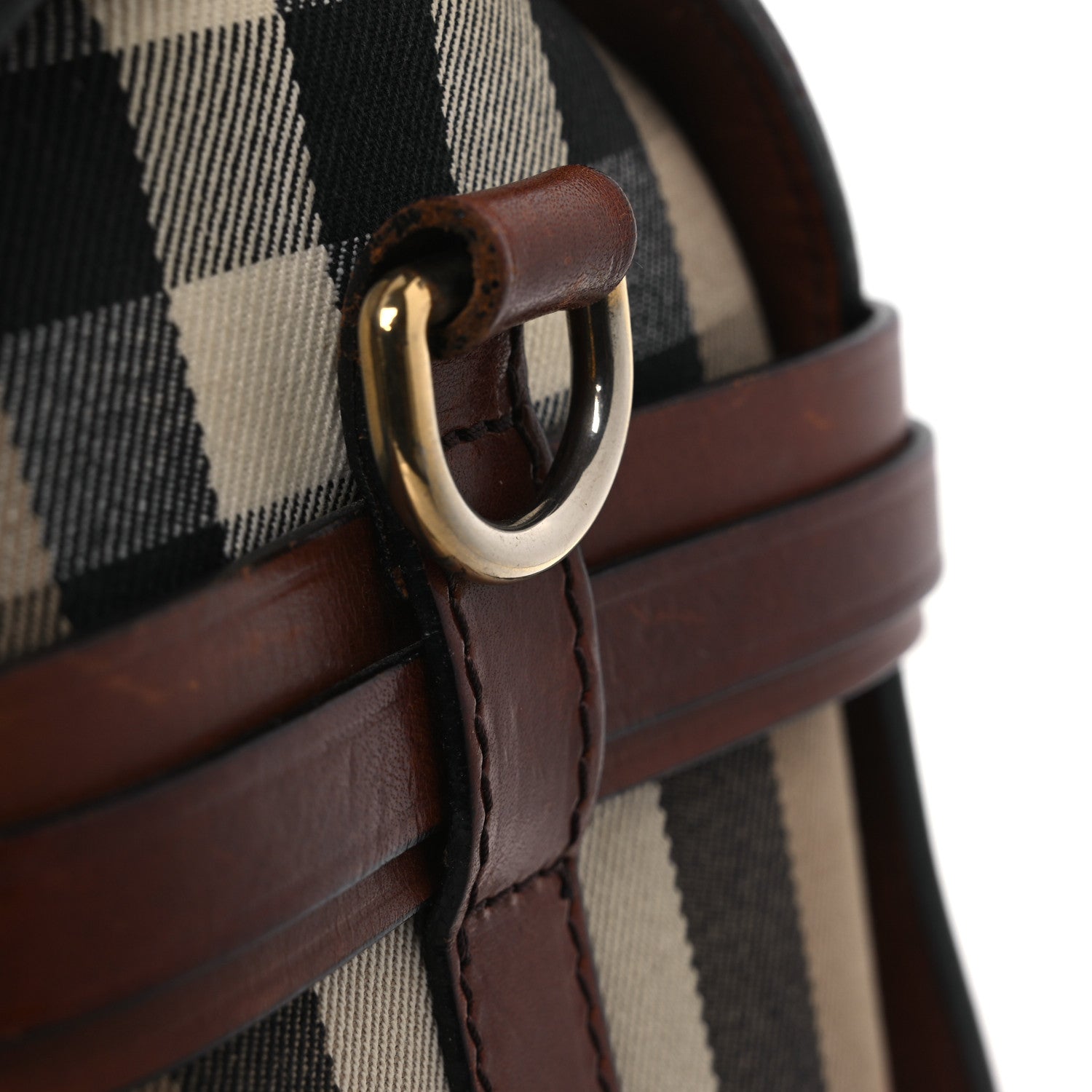 Burberry House Check Bridle Calfskin Medium Alchester Bowling Bag Dark Tan 17 of 20