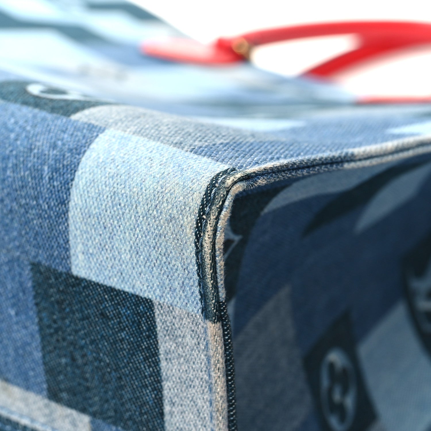 Louis Vuitton Denim Damier Monogram Onthego Blue Rouge 12 of 14