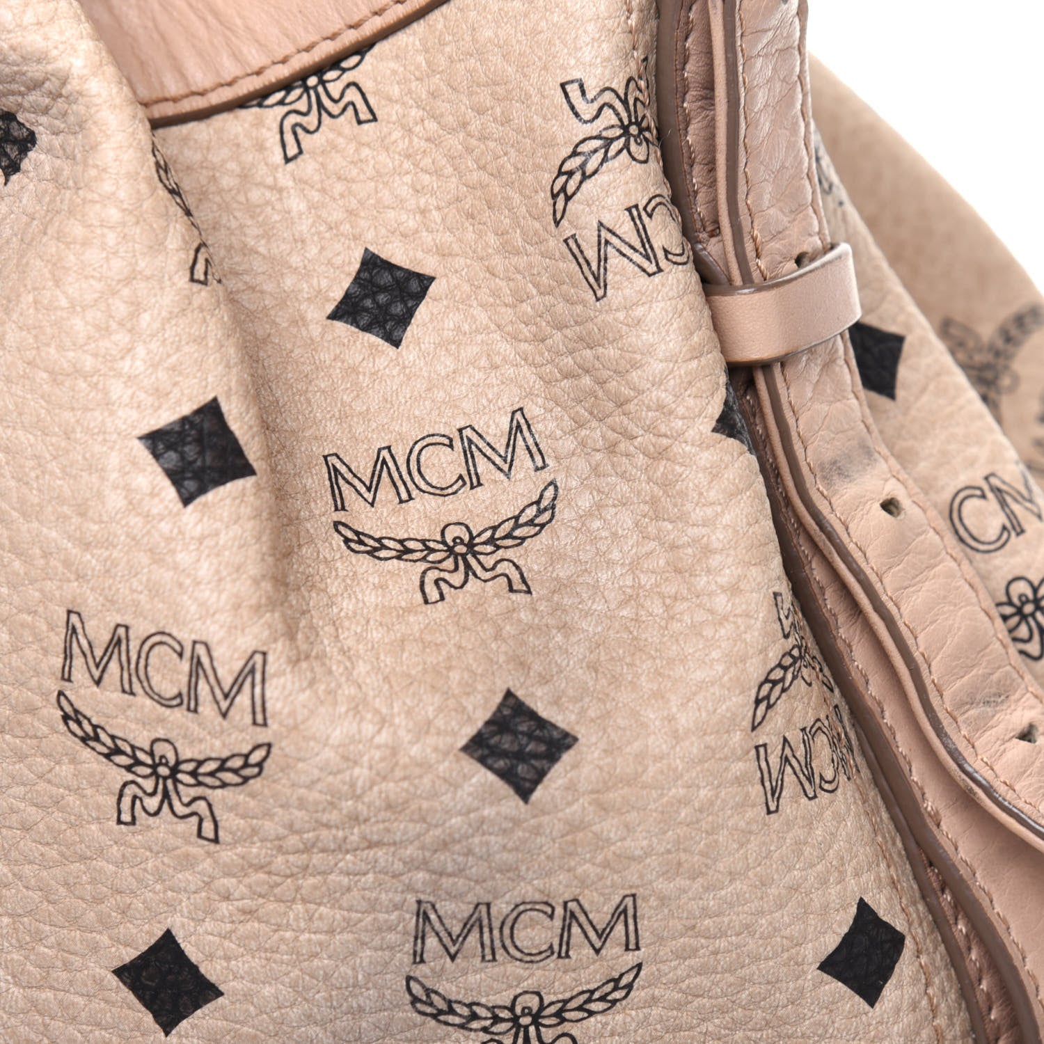 MCM Visetos Essential Drawstring Bucket Bag Beige 22 of 29