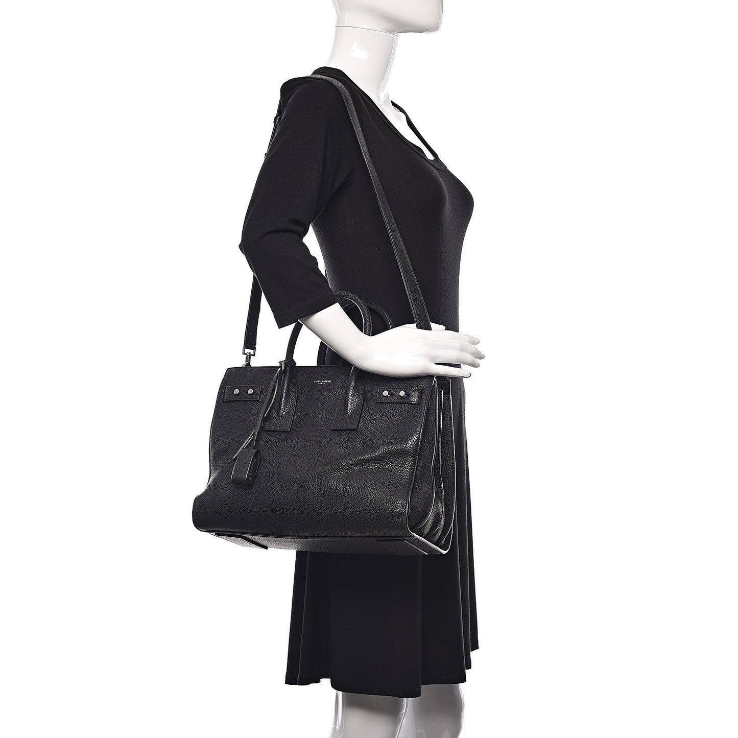 Grained Calfskin Small Souple Sac De Jour Black