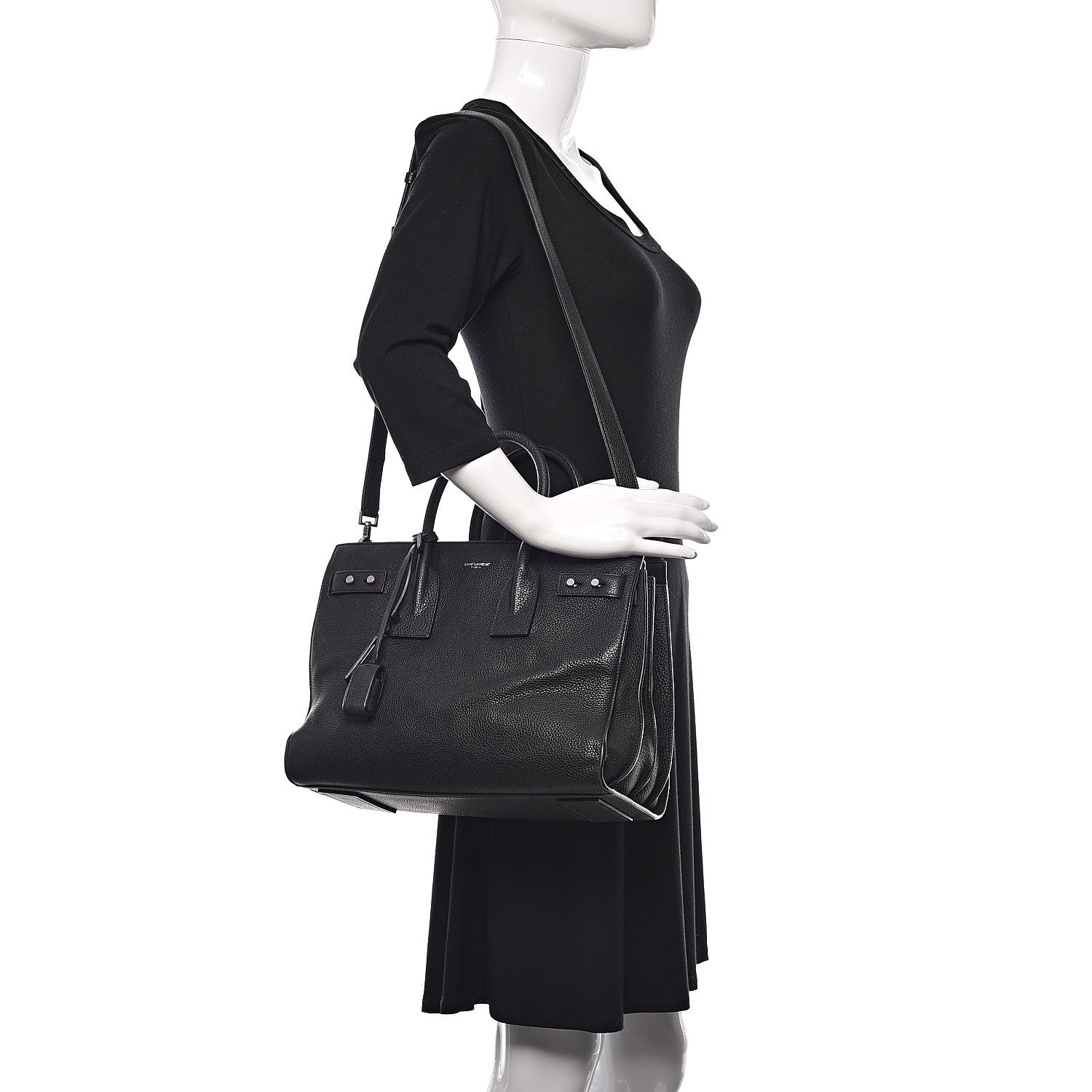 Saint Laurent Grained Calfskin Small Souple Sac De Jour Black 2 of 11
