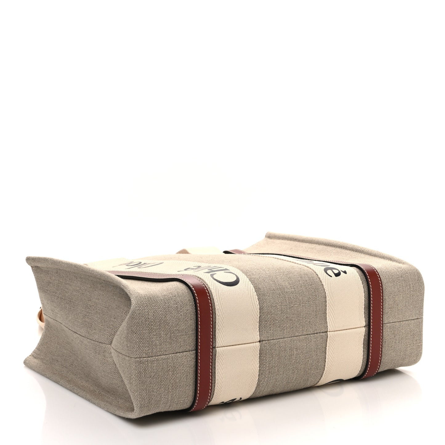 Cotton Calfskin Medium Woody Ribbon Tote White Brown