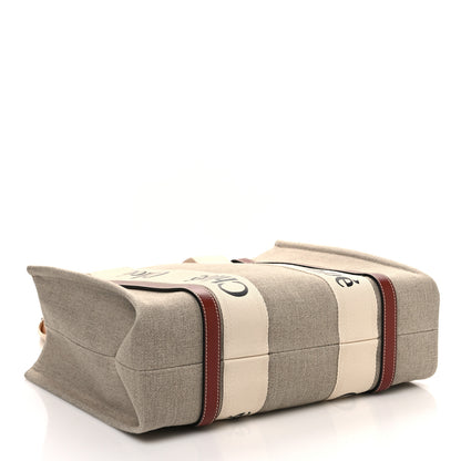 Chloe Cotton Calfskin Medium Woody Ribbon Tote White Brown 4 of 10