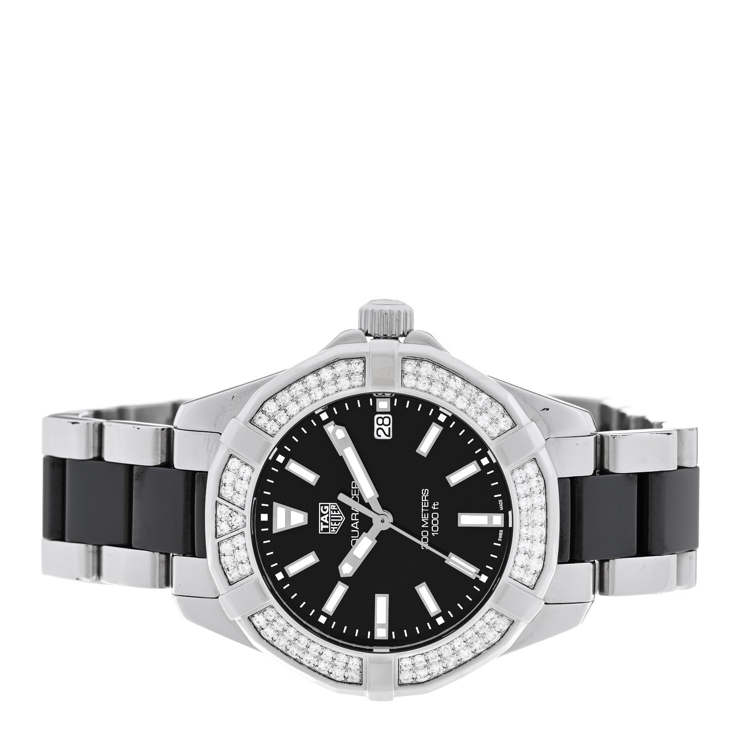 Tag Heuer Stainless Steel Diamond Bezel 35mm Aquaracer Quartz Watch Black WAY131E 2 of 4