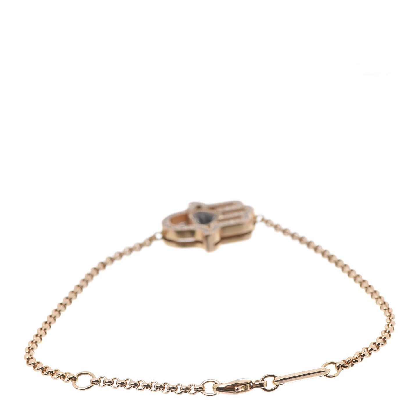 18K Rose Gold Diamond Happy Diamonds Good Luck Charm Hamsa Bracelet