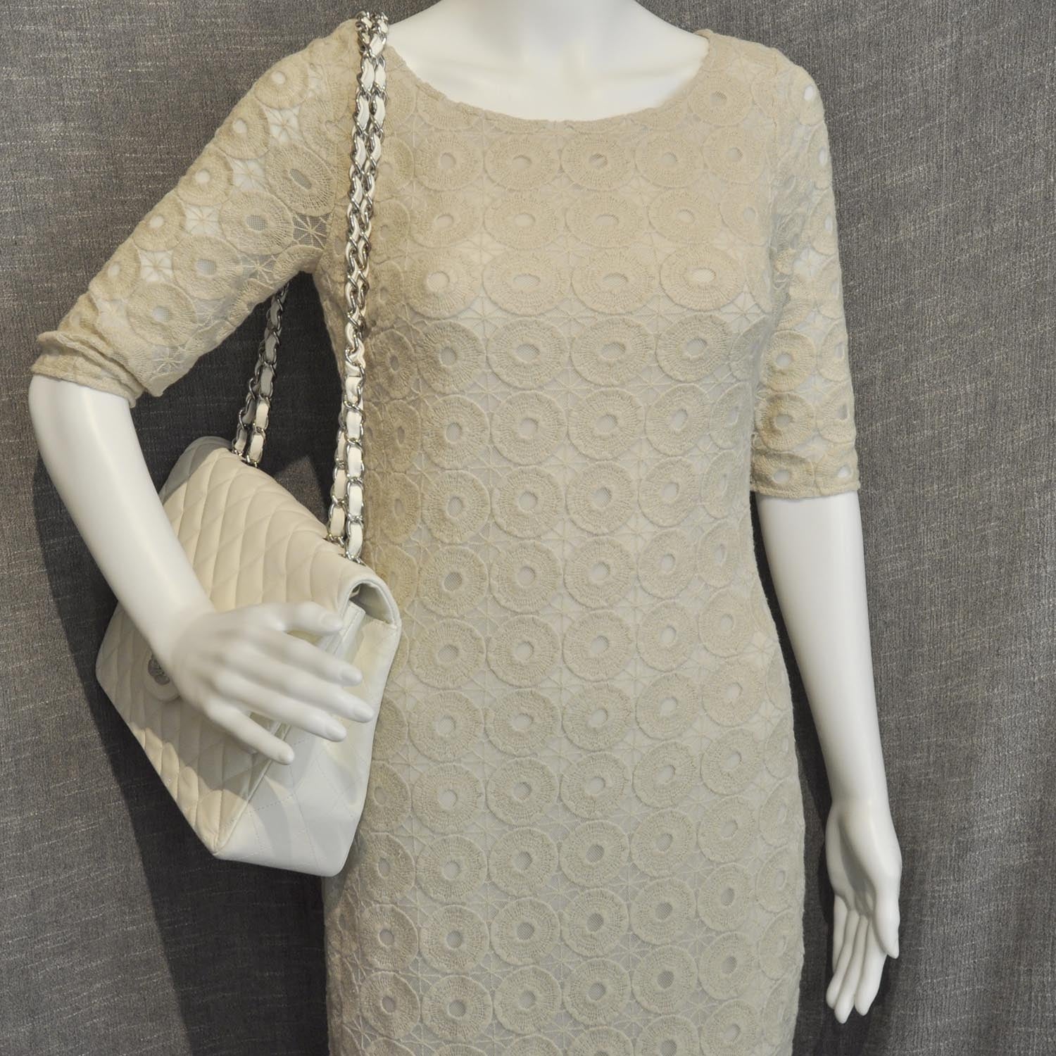 Chanel Lambskin Quilted Jumbo Flap White 3 of 10