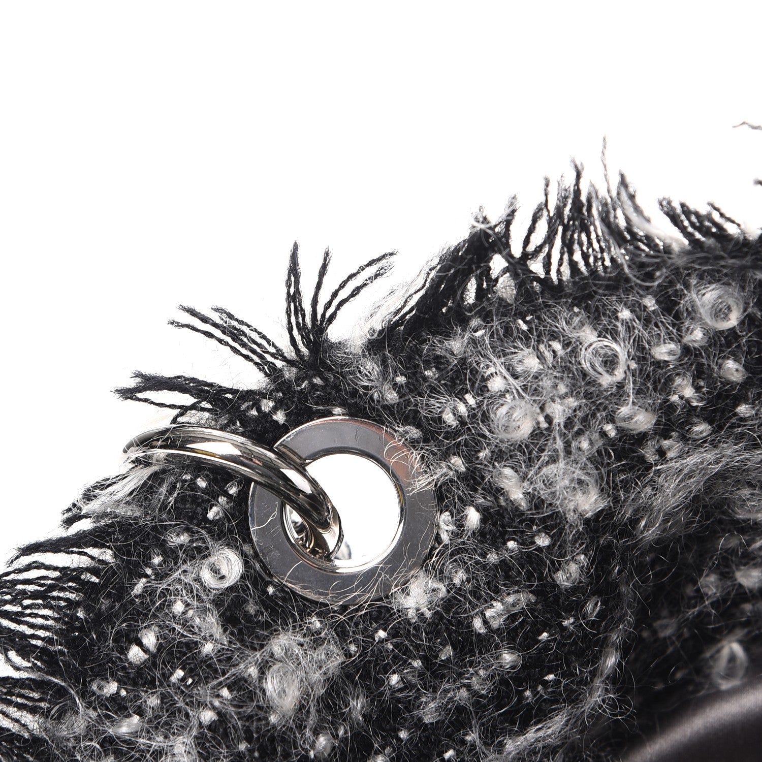 Chanel Tweed Lambskin Drawstring Tweedy Tote Black 9 of 11