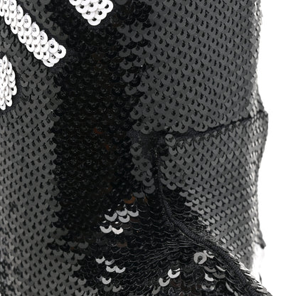Balenciaga Sequin Spandex Logo 110mm Knife Thigh High Boots 37 Black 8 of 9