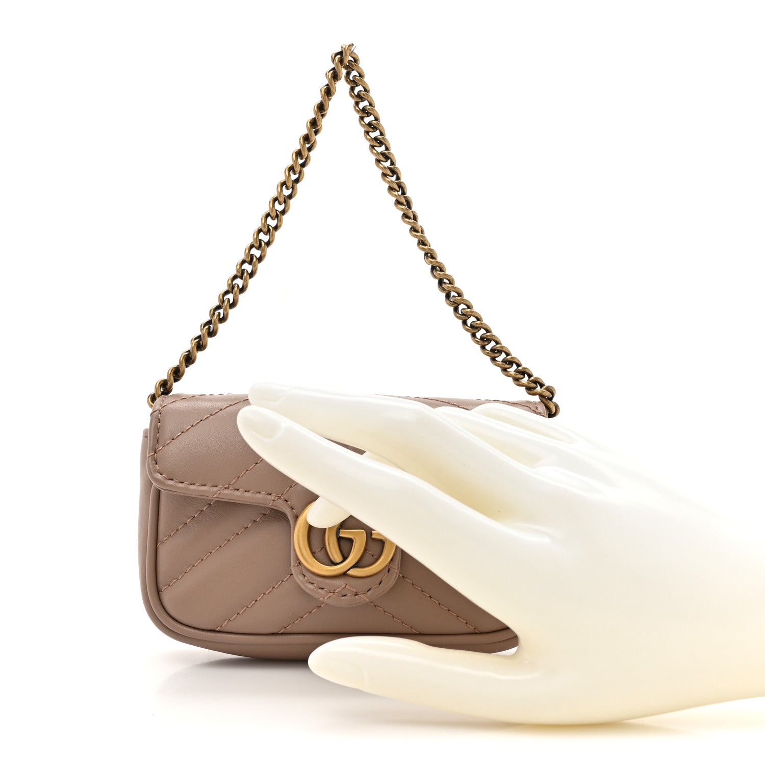 Gucci Calfskin Matelasse Heart GG Marmont 2.0 Coin Purse On A Chain Porcelain Rose 3 of 10