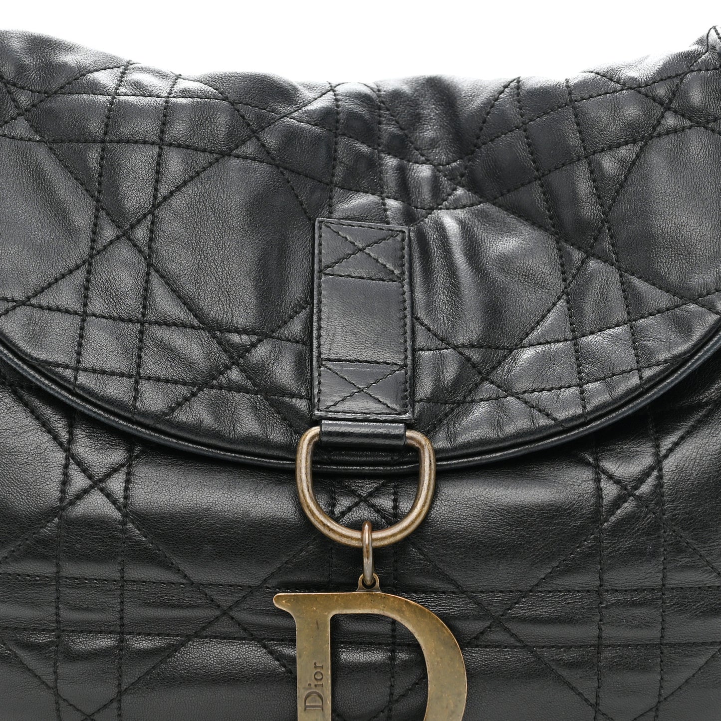 Lambskin Cannage Flap Messenger Bag Black