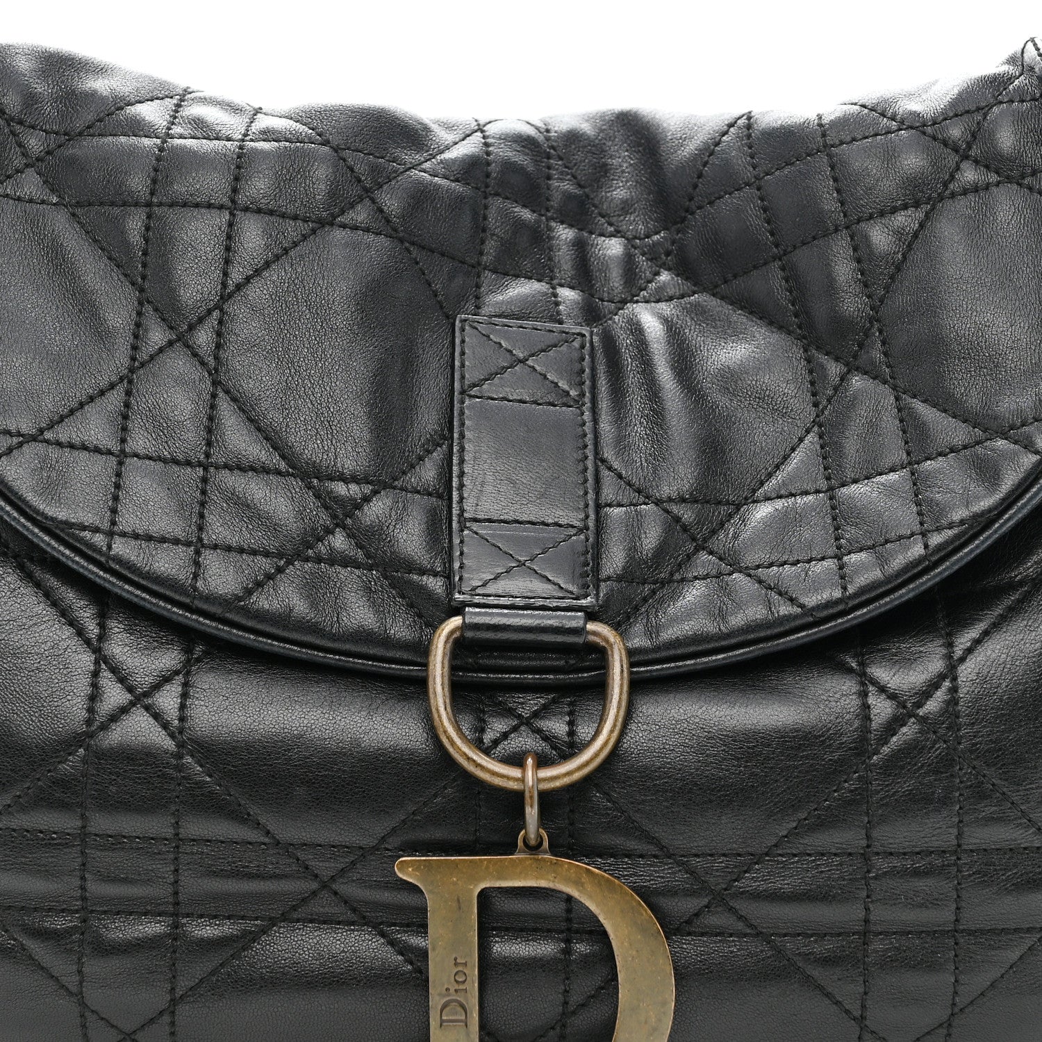 Christian Dior Lambskin Cannage Flap Messenger Bag Black 8 of 11