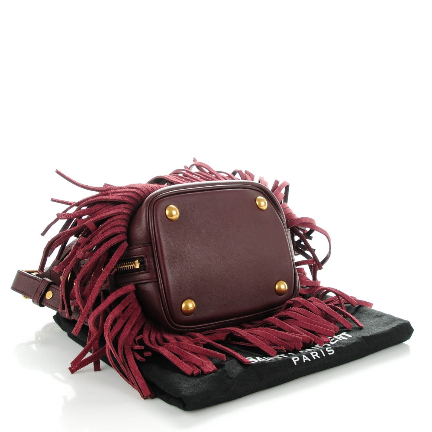 Calfskin Small Emmanuelle Fringe Bucket Bag Bordeaux