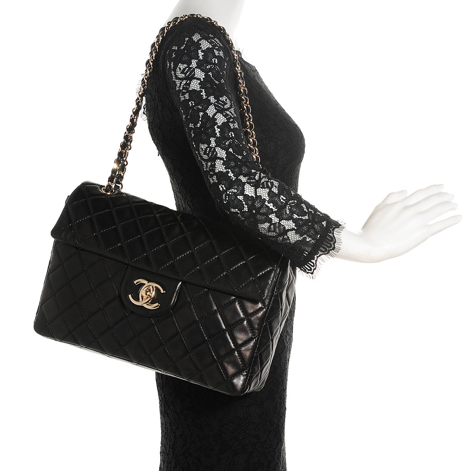 Chanel Washed Lambskin Quilted Maxi Single Flap Black 2 of 8