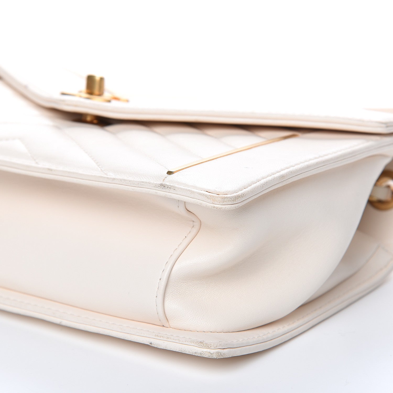 Chanel Lambskin Reversed Chevron Quilted Flap White 9 of 15