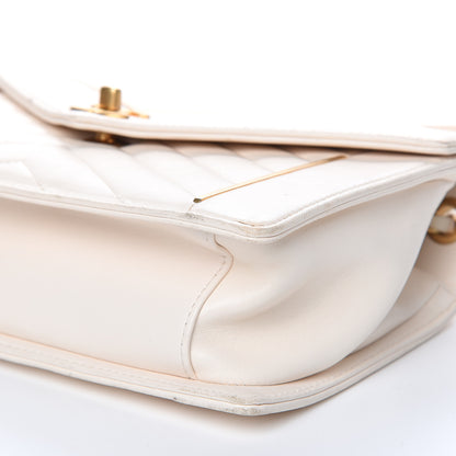 Chanel Lambskin Reversed Chevron Quilted Flap White 9 of 15