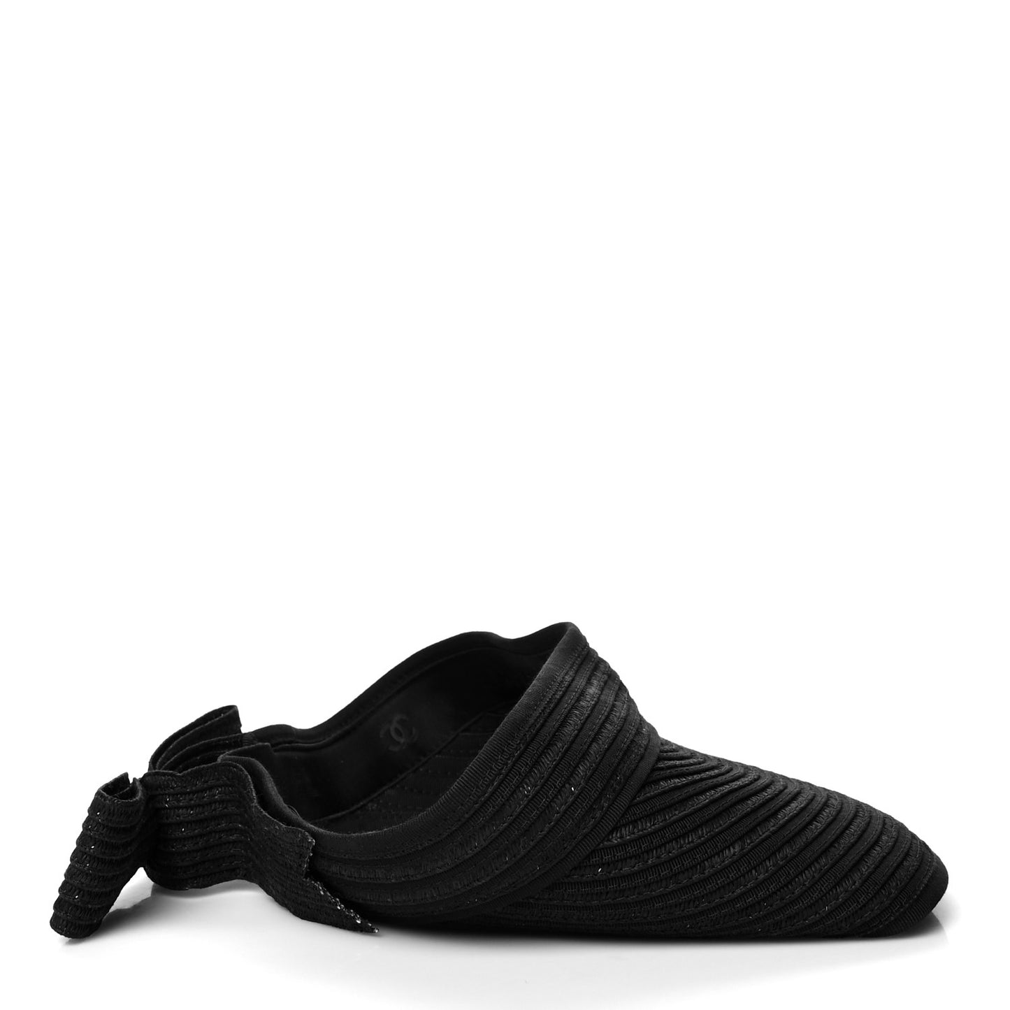 Straw Grosgrain CC Visor M Black