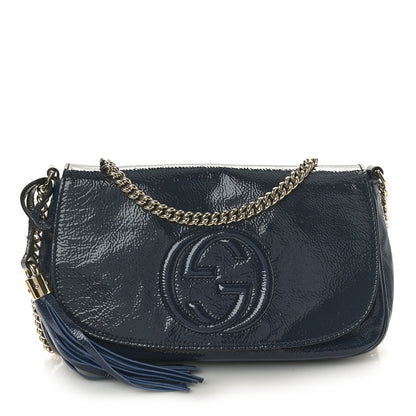 Gucci Patent Medium Soho Flap Crossbody Navy 1 of 10