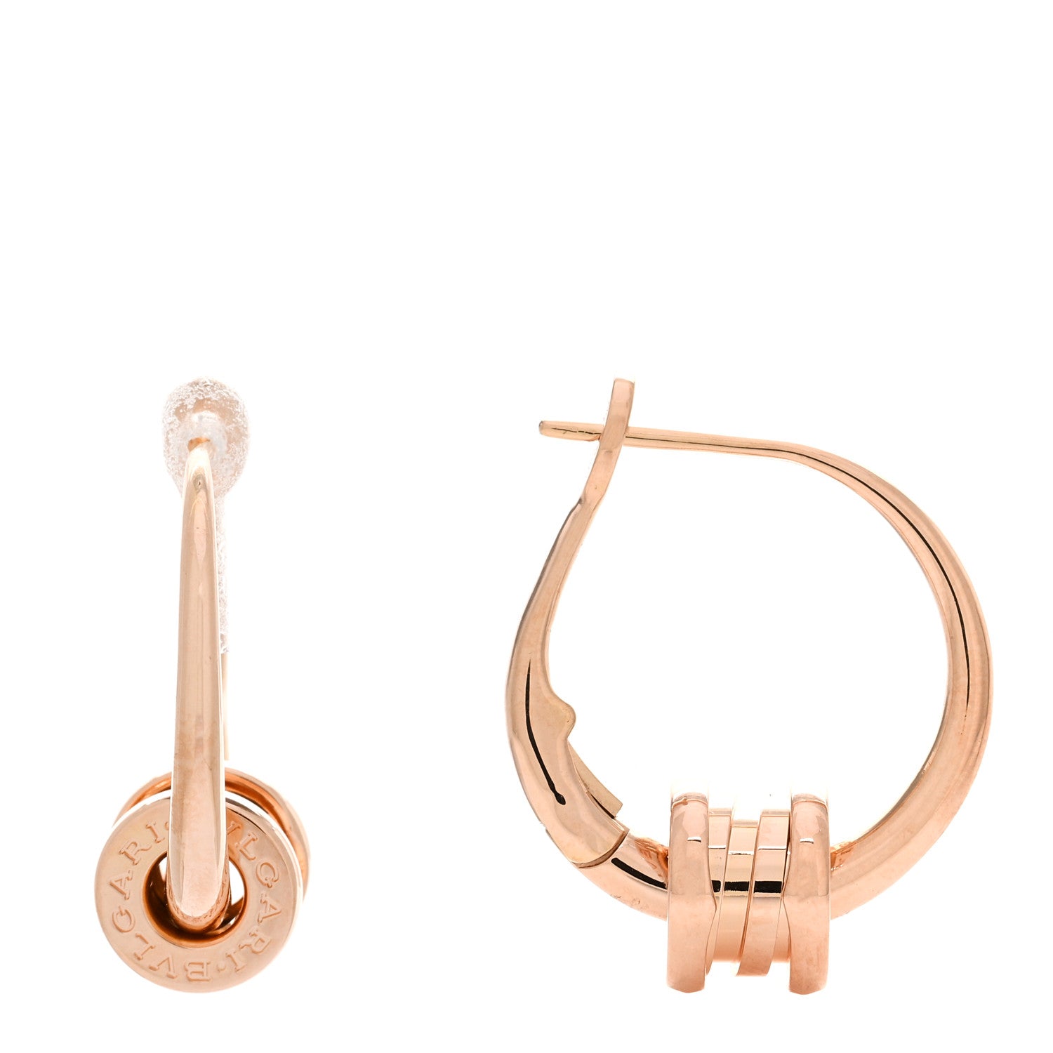 Bulgari 18K Rose Gold B.Zero1 Hoop Earrings 1 of 5