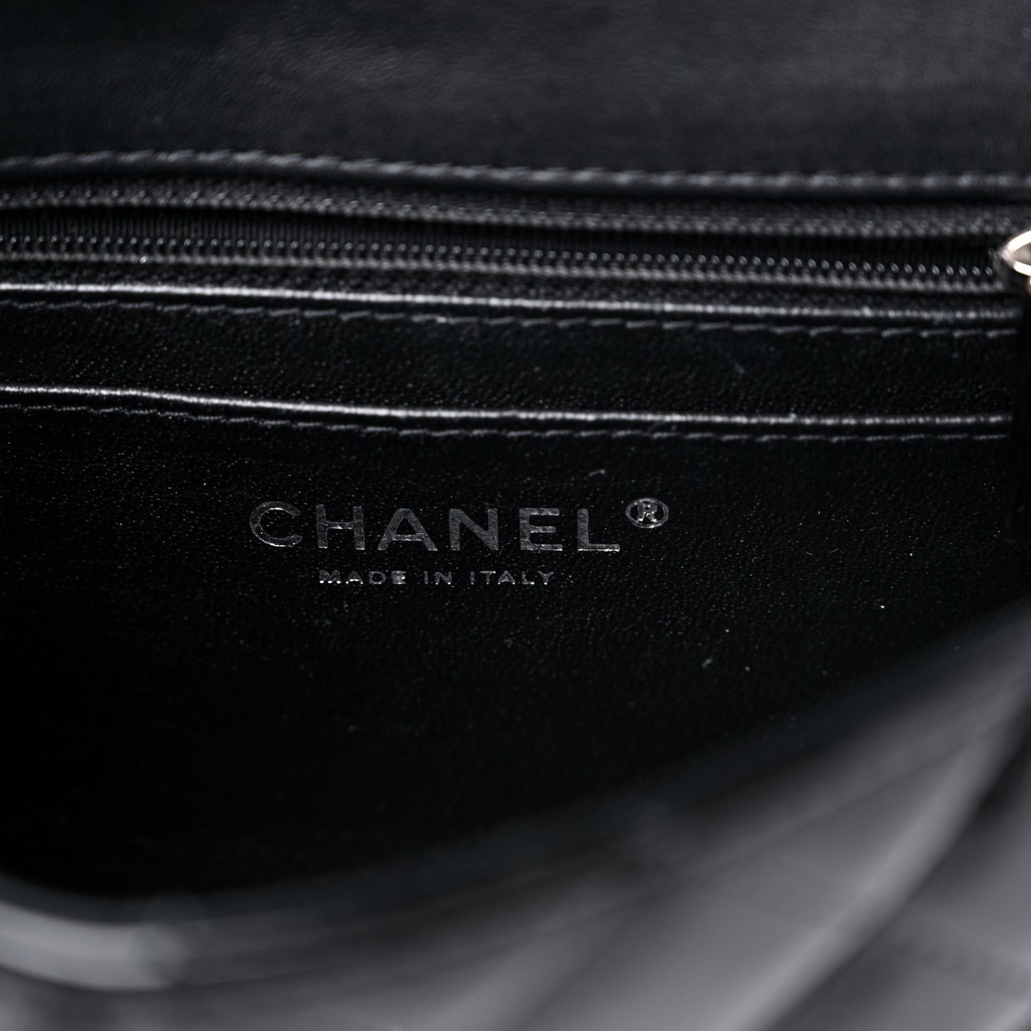 Patent Calfskin Quilted Mini Rectangular Flap Black