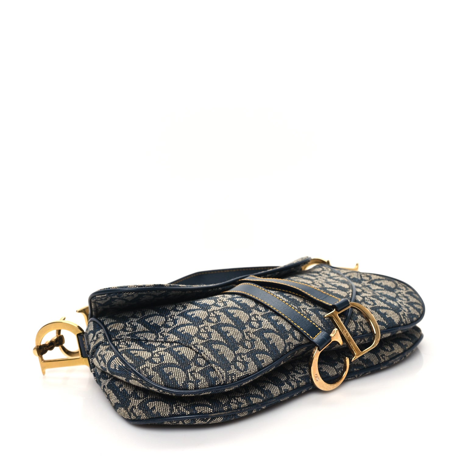 Christian Dior Monogram Double Saddle Bag Navy Blue 4 of 12