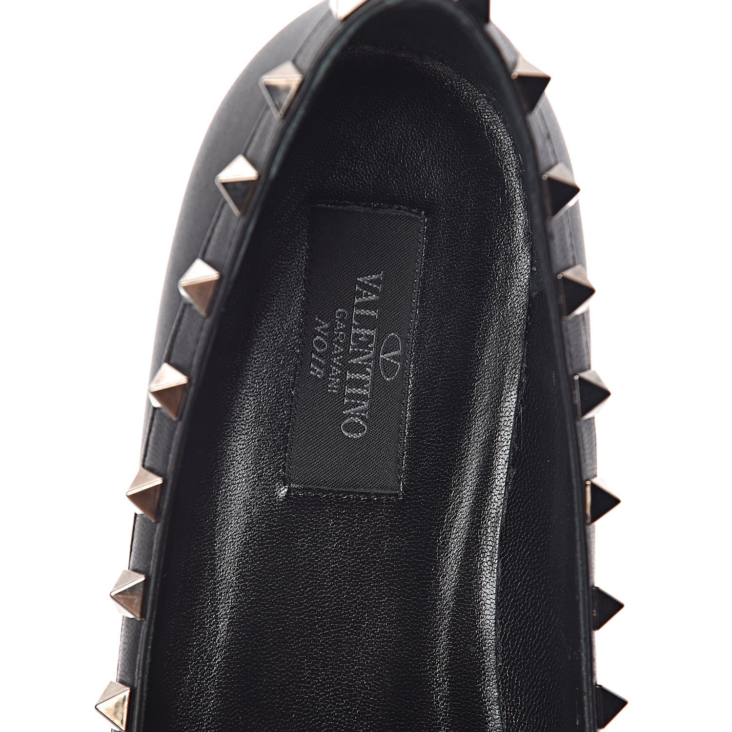 Valentino Garavani Calfskin Rockstud Ballerina Flats 38 Black 9 of 13