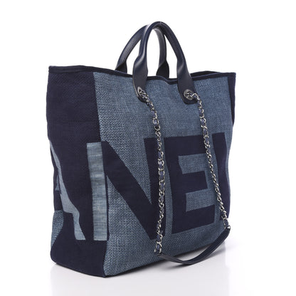 Chanel Canvas Large Shopping Tote Dark Blue 4 of 11