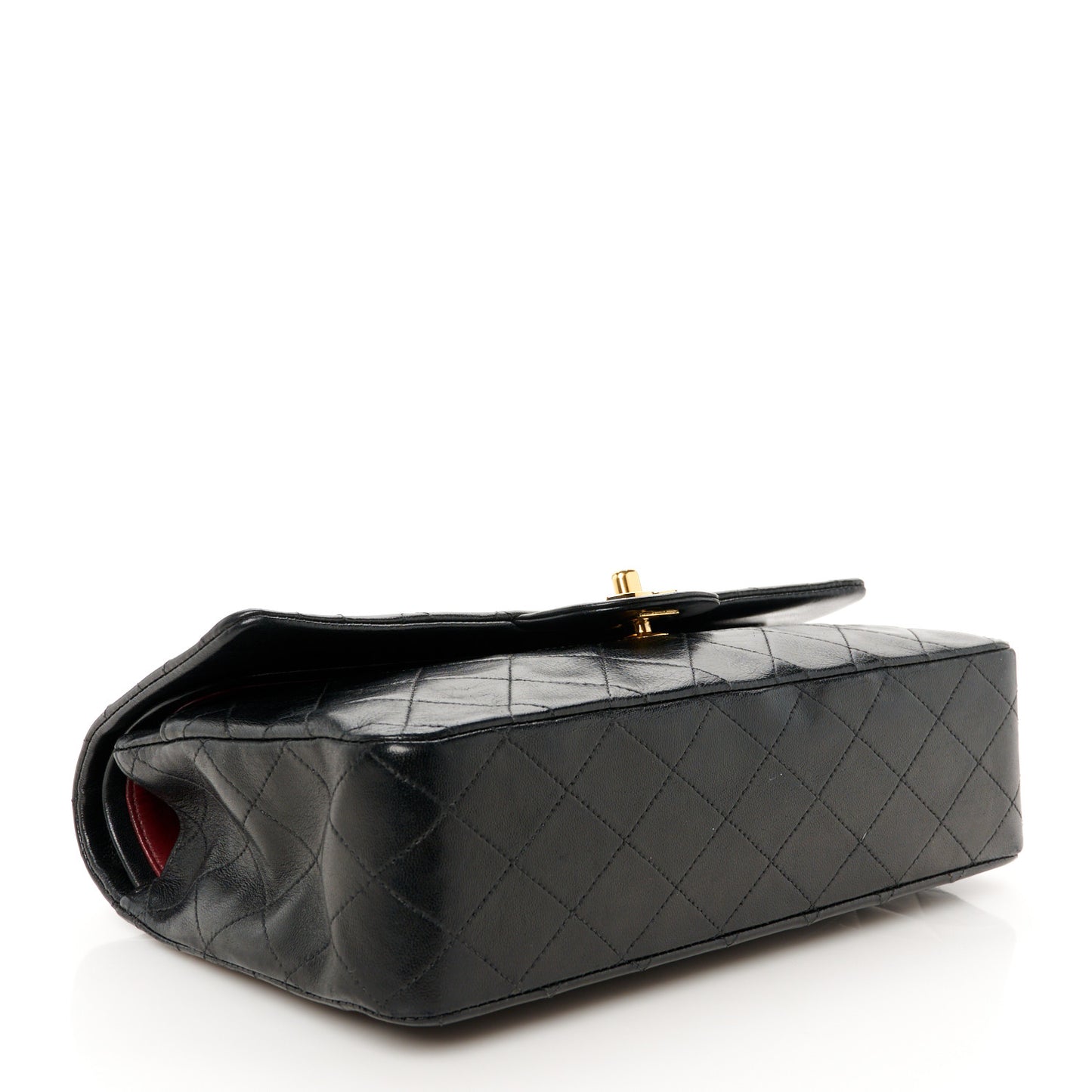 Lambskin Quilted Medium Double Flap Black