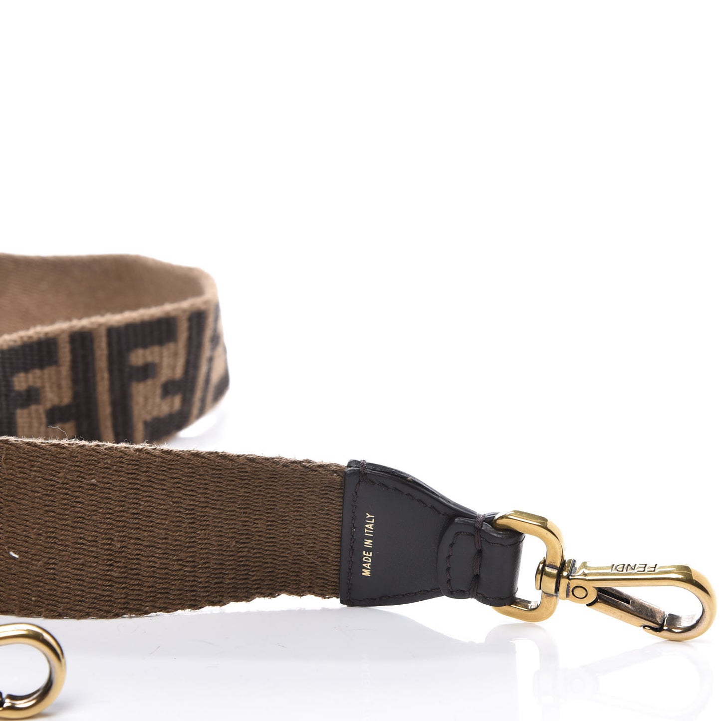Ribbon Vitello Century FF 1974 Flat Studded Strap You Fango Marrone Ebano