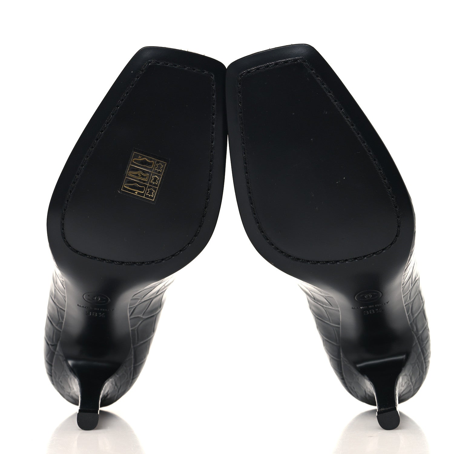 Chanel Crocodile Embossed Patent Calfskin Pumps 38.5 Black 10 of 20