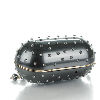 Chanel Resin Crystal Pearl Clutch Dark Grey 4 of 10