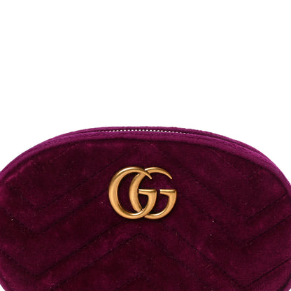 Gucci Velvet Matelasse GG Marmont Belt Bag 85 34 Fuchsia Violet Cyclamen 9 of 11