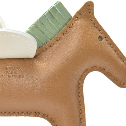 Hermes Milo Lambskin Grigri Rodeo Horse Bag Charm PM Sesame Vert Criquet Craie 3 of 6