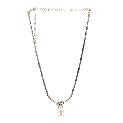 Chanel Pearl Crystal CC Teardrop Braided Necklace Gold 3 of 4