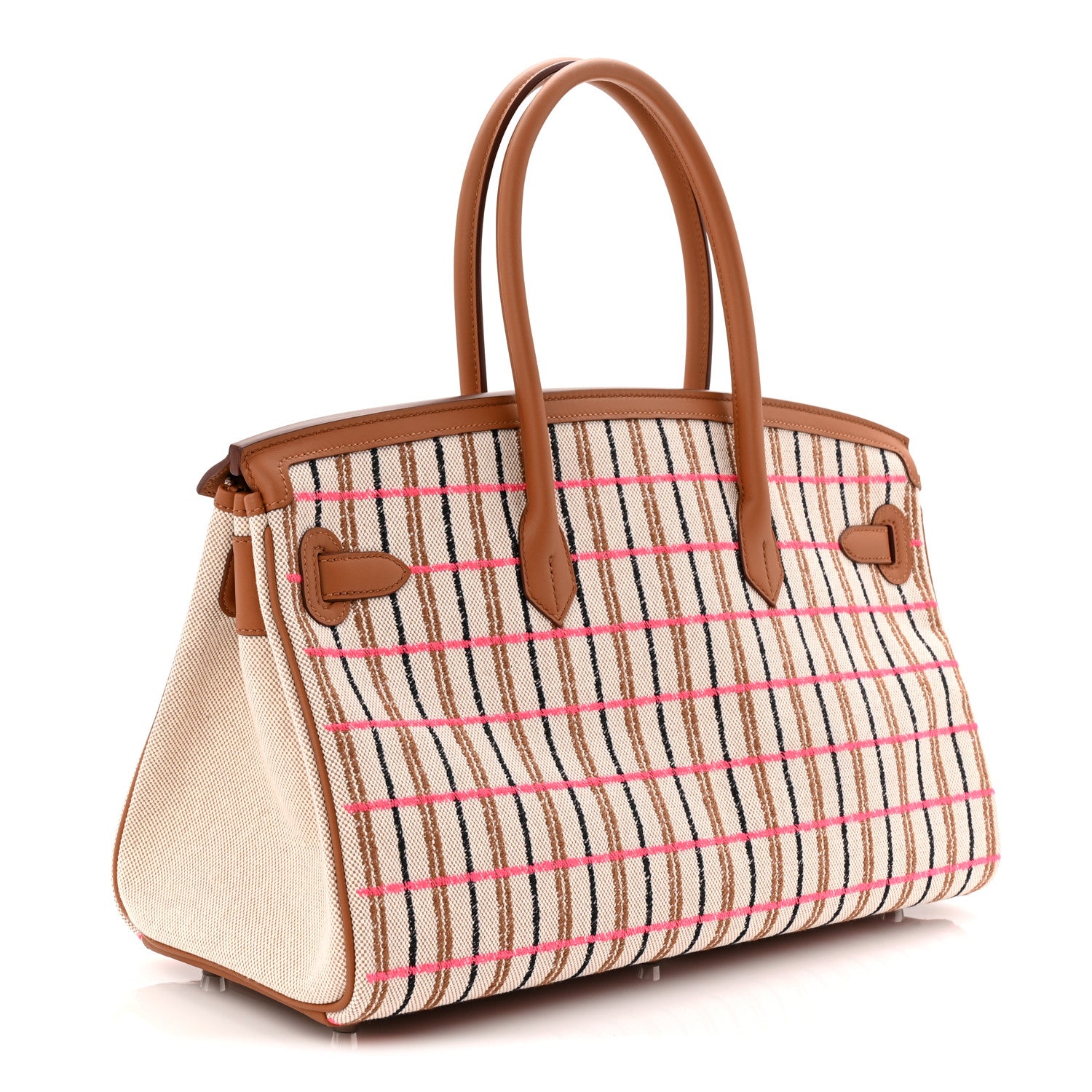 Hermes Toile Swift Broderie Shoulder Birkin Light 39 Gold Fauve Rose Pop Black 3 of 10