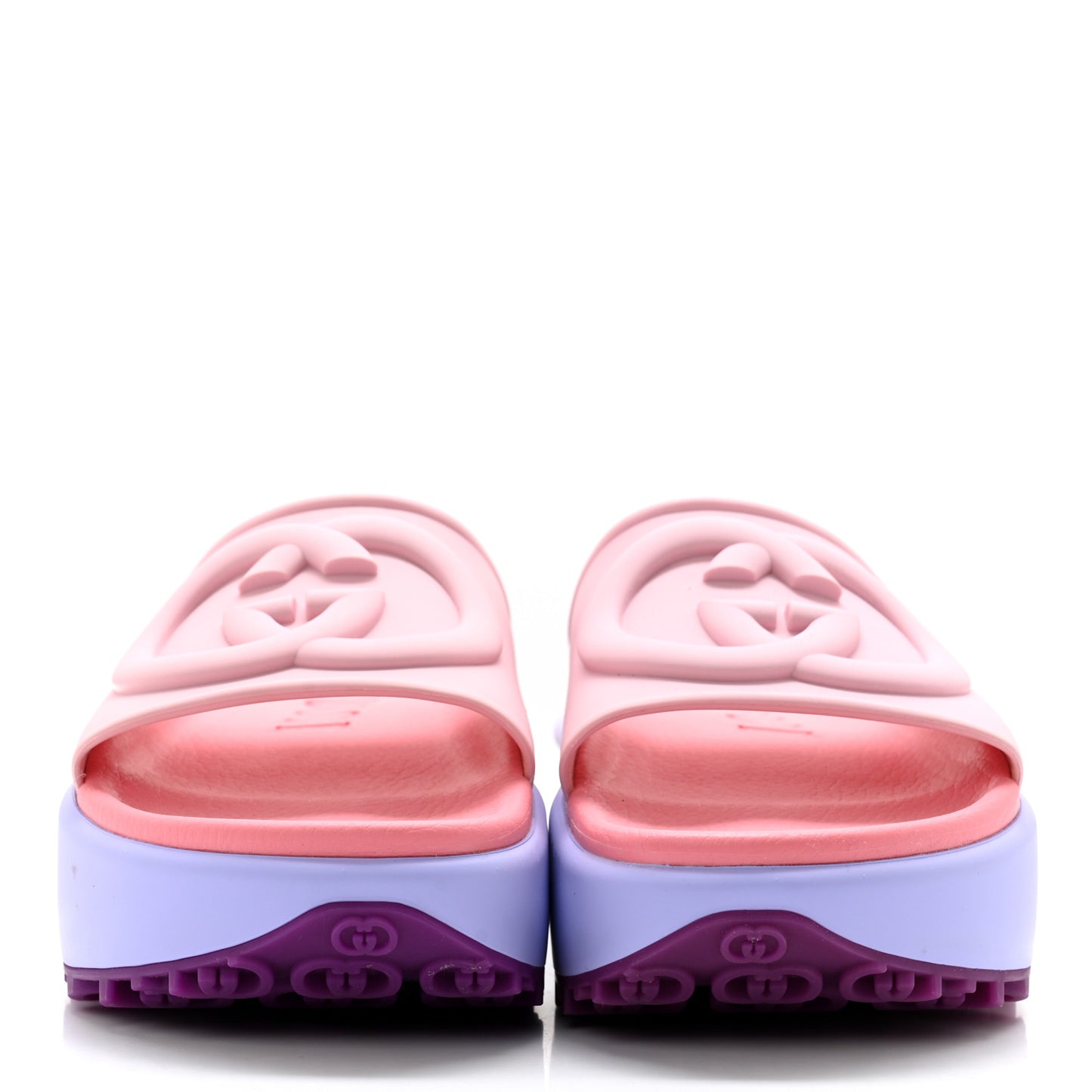 Soft Rubber Womens Interlocking G Platform 42mm Slide Sandals 36 Sugar Pink