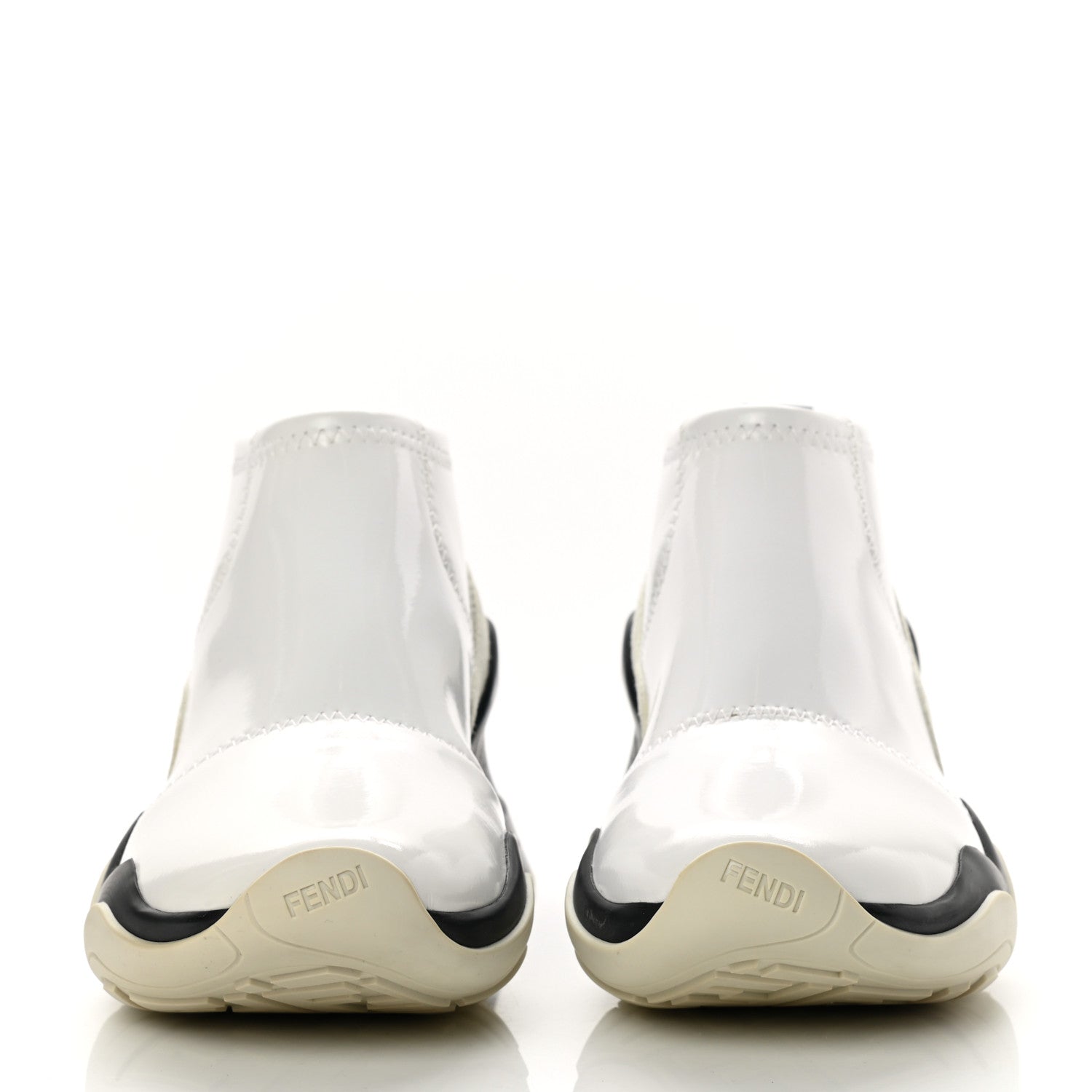 Fendi Vernice High-Tech Womens FFluid Zip Up Sneakers 40 White Black 2 of 11