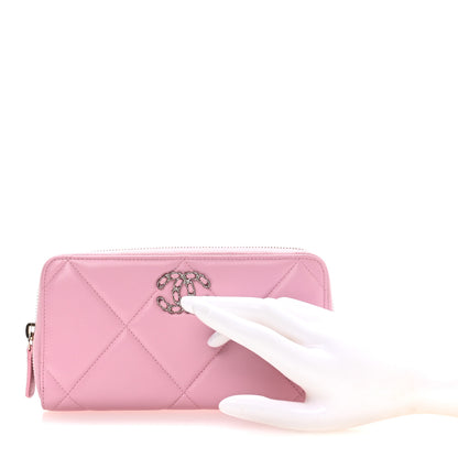 Chanel Lambskin Quilted 19 Long Zipped Around Wallet Pink 2 of 9