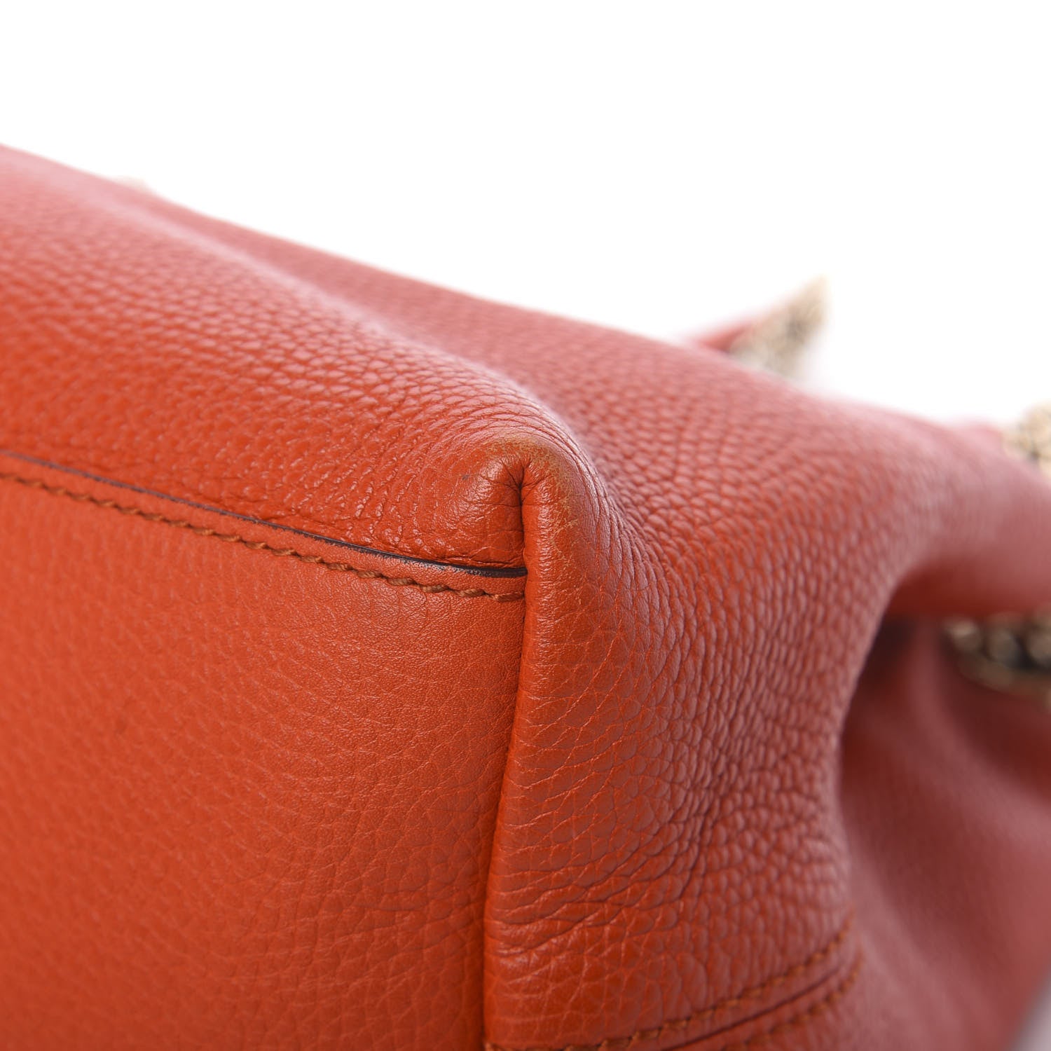 Gucci Pebbled Calfskin Medium Soho Chain Shoulder Bag Sun Orange 11 of 13