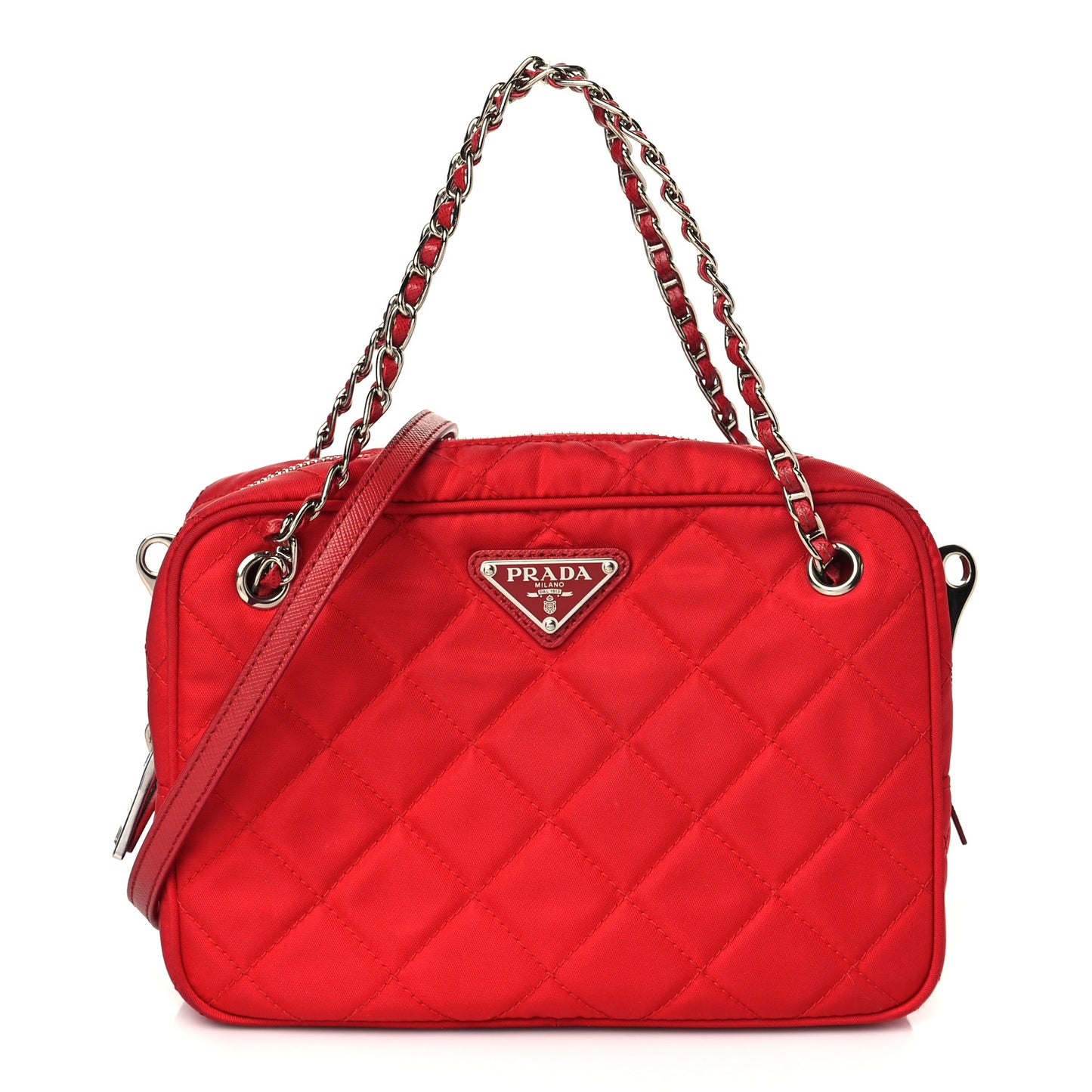 Nylon Tessuto Impuntu Quilted Crossbody Bag Rosso