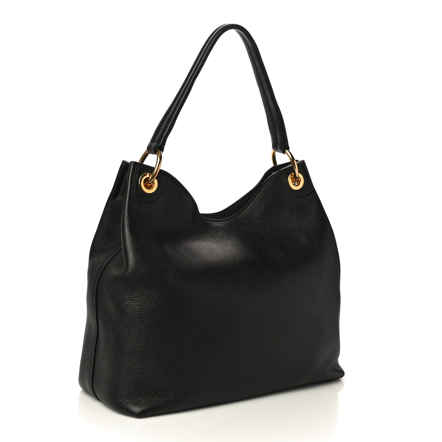 Vitello Phenix Embossed Logo Hobo Black